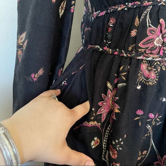 Anthropologie Black Floral Paisley Maxi Dress NWOT size 2 Boho - Picture 5 of 12